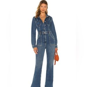 BOYISH The Roman Flare Leg Denim Jumpsuit
